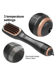 Xiuwoo 2-in-1 Professional Hair Dryer Negative Ion Blow Hair Straightening Hot Air Styling Comb, Black/Brown