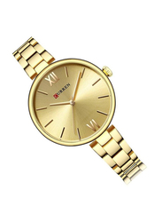 Curren Analog Watch for Women with Stainless Steel Band, Water Resistant, 9017, Gold