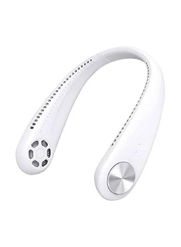 XiuWoo Portable 3 Speeds Rechargeable Battery Operated Cooling Neck Fan for Women & Men, White