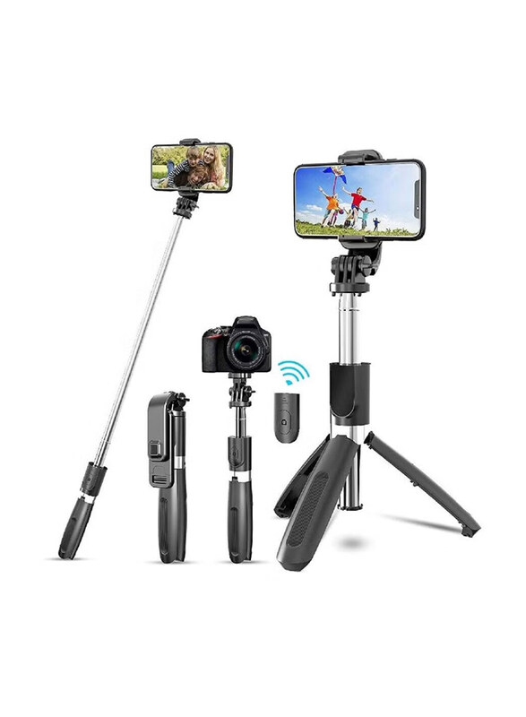 

Generic Portable 40-inch Aluminium Alloy Selfie Stick Phone Tripod with Wireless Remote Shutter for Smartphones, Black