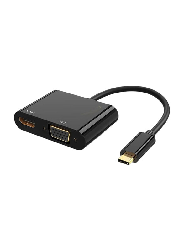 

Generic USB Type-C to HDMI + VGA Adapter Splitter Converter, Black