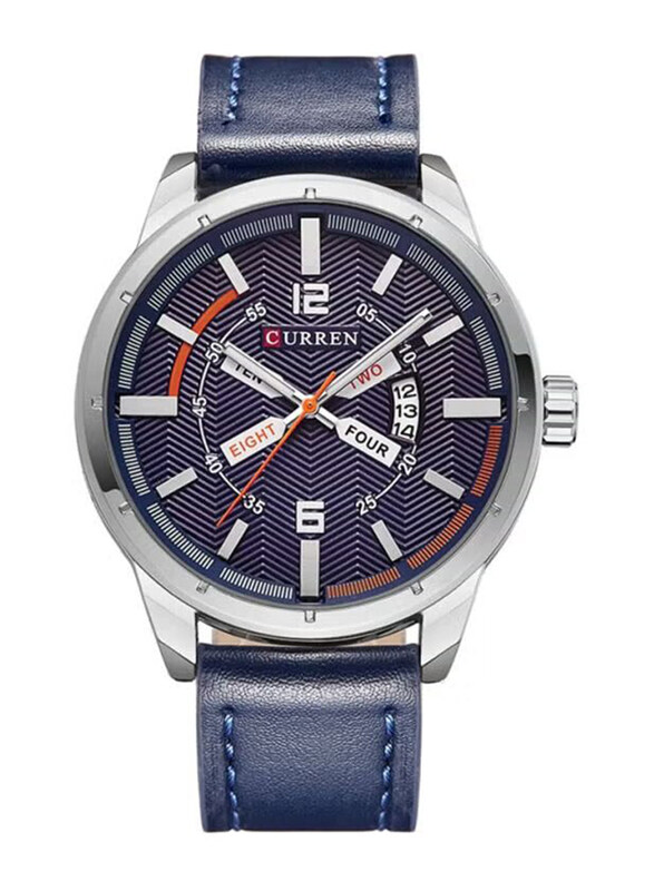

Curren Analog Watch for Men with Leather Band, Water Resistant, M-8211-1, Blue