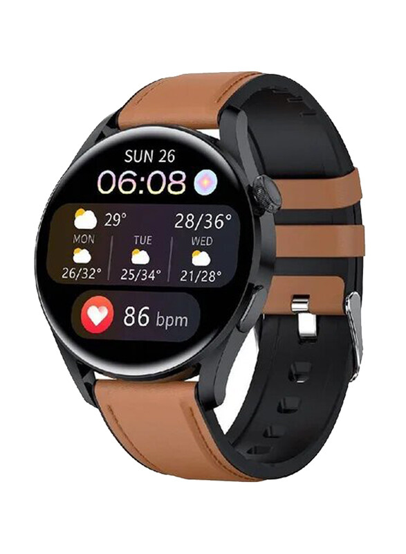 

Lw HD Screen Bluetooth Calling Heart Rate Body Temperature Monitoring Sports Smartwatch, Black/Brown