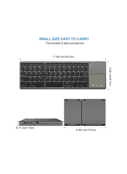 Jelly Comb Foldable Bluetooth English Keyboard with Dual Mode Bluetooth, USB & Touchpad Mouse for Android, Windows, PC, Tablet, Dark Grey