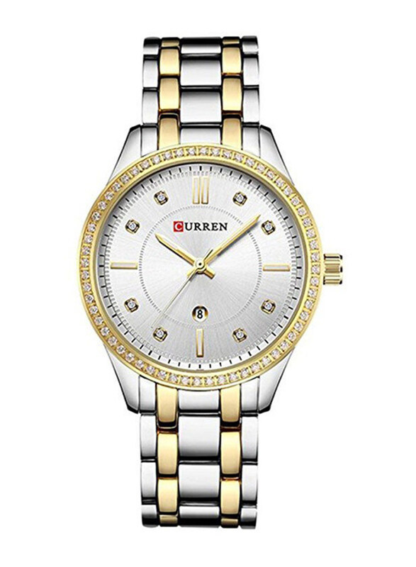 

Curren Analog Watch for Women with Stainless Steel Band, Water Resistant, WT-CU-9010-SL1#D1, Multicolour-Silver