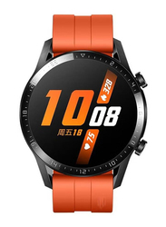 Full Touch Round Heart Rate Monitor Bluetooth Call 46mm Smartwatch for iPhone & Android, Orange/Black