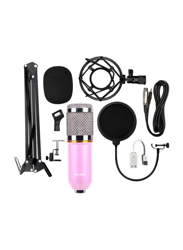 

Generic Condenser Microphone with Accessories Set, BM-800, Black/Pink/Silver