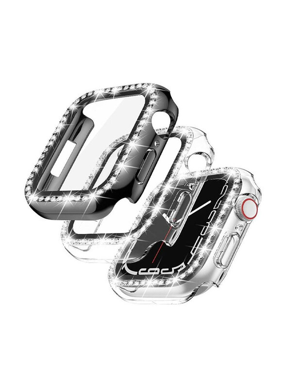 

Generic 2-Piece Diamond Watch Cover Guard with Shockproof Frame for Apple Watch 42mm, Clear/Black