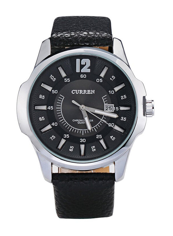

Curren Analog Watch for Men with Leather Band, watch006, Black