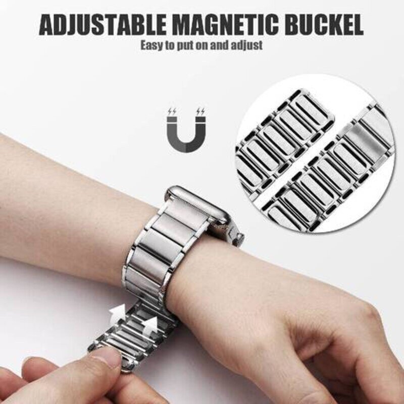 Replacement Stainless Steel Magnetic Metal Strap for Apple Watch Series 8/7/6/5/4/SE 45mm 44mm 42mm & Ultra Watch 49mm, Silver