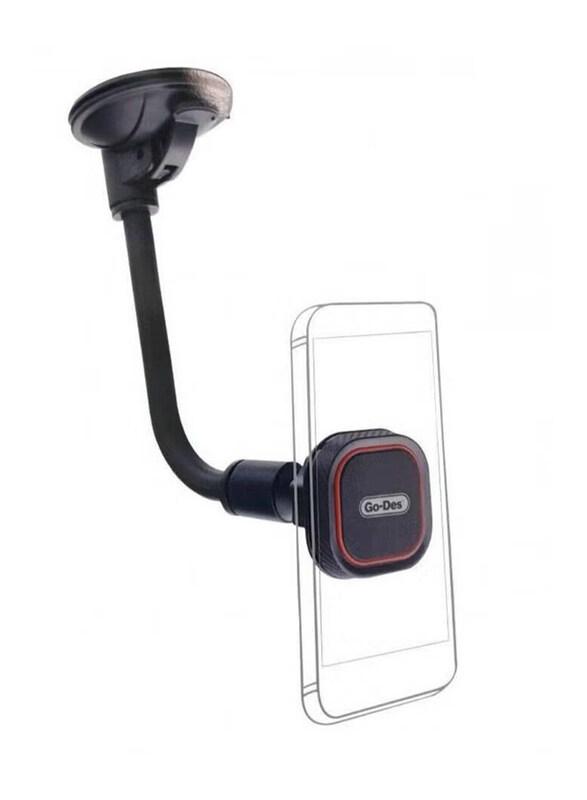 

Go-Des Long Flexible Arm Windshield Car Phone Holder Rotating 360 Degree Mount, GD-HD651, Black