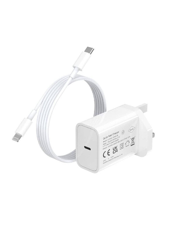 

Generic UK Wall Charger with USB Type C to Lightning Data & Fast Charge Cable with White