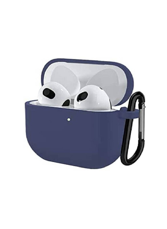 

Generic Apple Airpods 3 Skin Protective Case Cover with Keychain & Lock, Blue