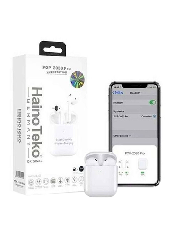 Haino Teko Germany 2-in-1 POP-2030 Wireless Bluetooth In-Ear Earphones with RW-11 Smartwatch, Black/White