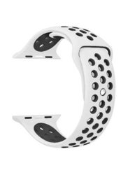Replacement Sports Silicone Band Strap for Apple Watch 44mm, Black/White