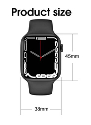 LW Series 7 Full Touch Screen Wireless Charging Bluetooth Call Smartwatch, Black