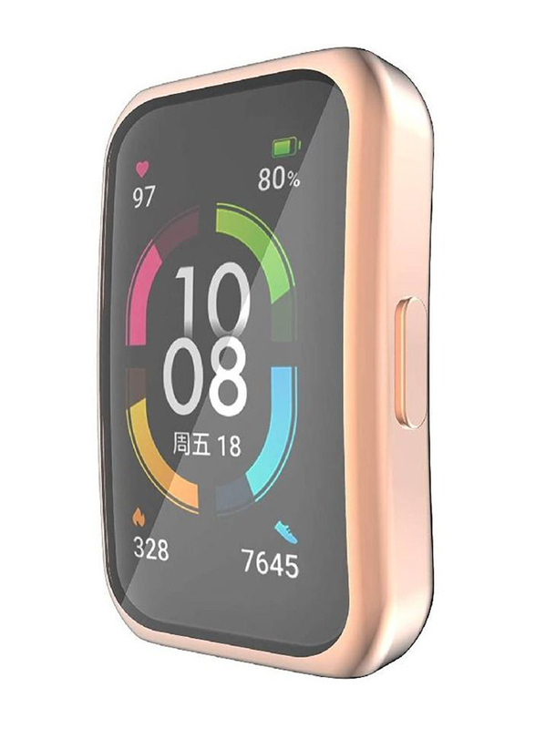 Full Coverage Scratch Proof Bumper Soft TPU Smartwatch Case for Huawei Band 6/Honor Band 6, 2 Pieces, Black/Rose Gold