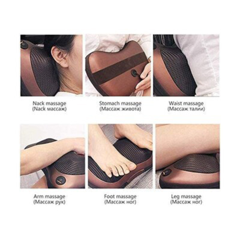 Multifunction Massage Pillow with 8 Massager Heads Heater, One Size, Brown