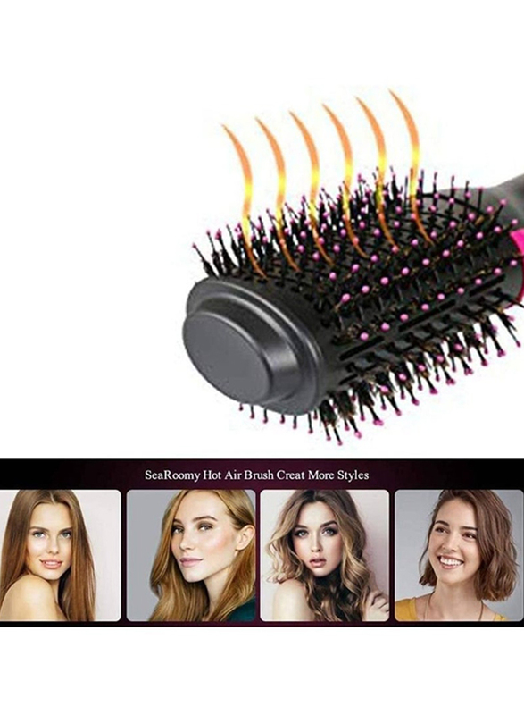XiuWoo 2-in-1 One Step Hair Dryer & Styler Hot Air Brush, Black/Pink