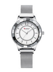 Curren Analog Watch for Women with Metal Band, J4065WW, Silver-White
