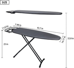 Ironing Stand Board Steel Structure with Padded Cotton Cover, 130 x 50cm, Black