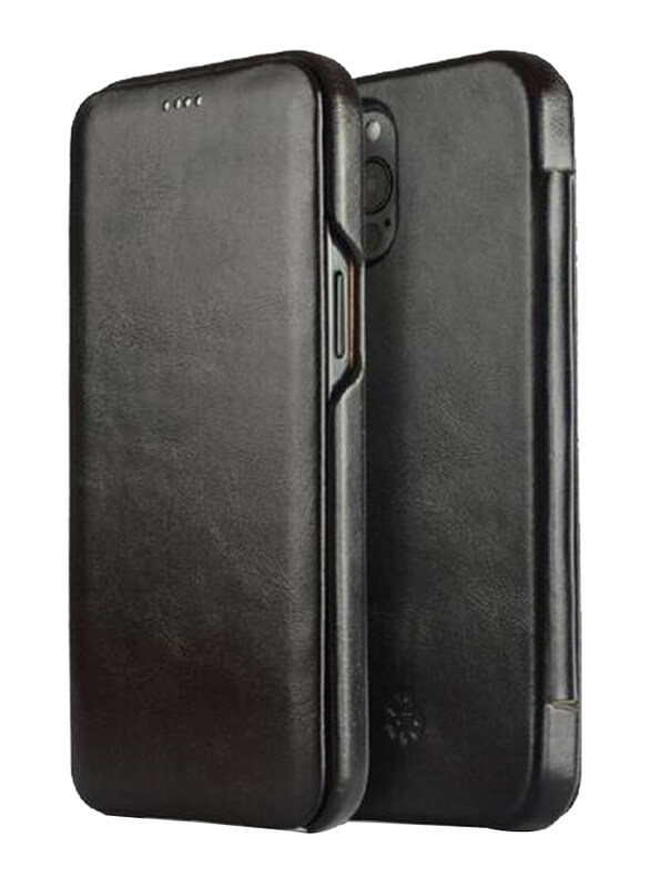 

Generic Apple iPhone 12 Pro Max Leather Folio Flip Mobile Phone Case Cover, Black