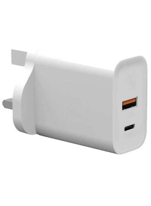 3-Pin 20W USB Type C Dual Output Quick Charging Power Adapter White