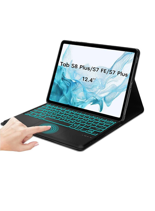 

Generic Smart Cover with Detachable Touchpad Backlit Wireless English Keyboard, Black