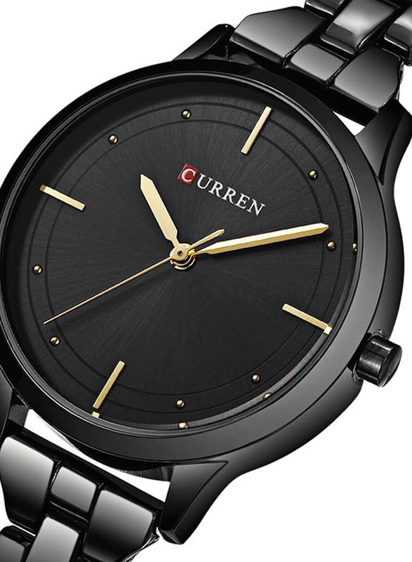 Curren Analog Watch for Women with Alloy Band, Water Resistant, 9019, Black