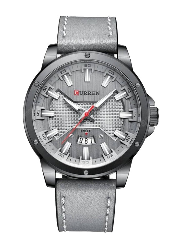 

Curren Analog Watch for Men with Leather Band, Water Resistant, 8376, Grey