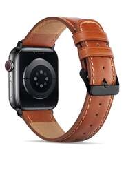 Replacement Premium Leather Strap Compatible with Apple Watch Band 45mm 44mm 42mm Brown