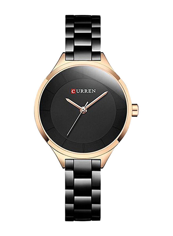 

Curren Analog Watch for Women with Stainless Steel Band, Water Resistant, WT-CU-9015-BD2, Black