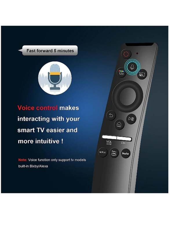 Replacement Voice Remote Control Compatible With Samsung Crystal UHD QLED LCD Curved 4K 8K Smart TVs with Netflix, Prime Video, hulu Black