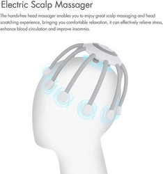 Full Body Spa Therapy Healing with Soft Resin Finger & Battery Operation Anti-Static Scalp Massager, One Size, Grey/White
