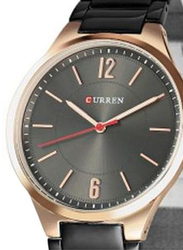 Curren Analog Watch for Men with Stainless Steel Band, Water Resistant, 8280, Black