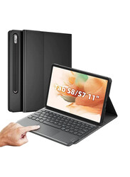 Protective Leather Smart Detachable Waterproof Magnetic Folio Stand Tablet Wireless English Keyboard, Black