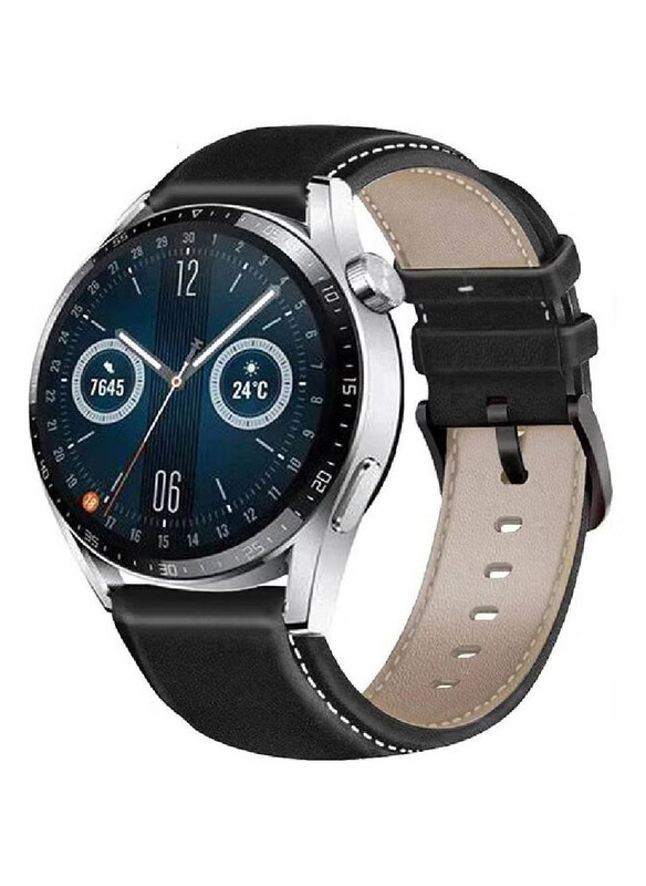 

Generic Leather Genuine Strap Band for Huawei Watch GT3, Black