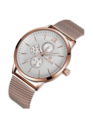 Naviforce Analog Watch for Men with Stainless Steel Band, Chronograph, We-2, Rose Gold-Silver