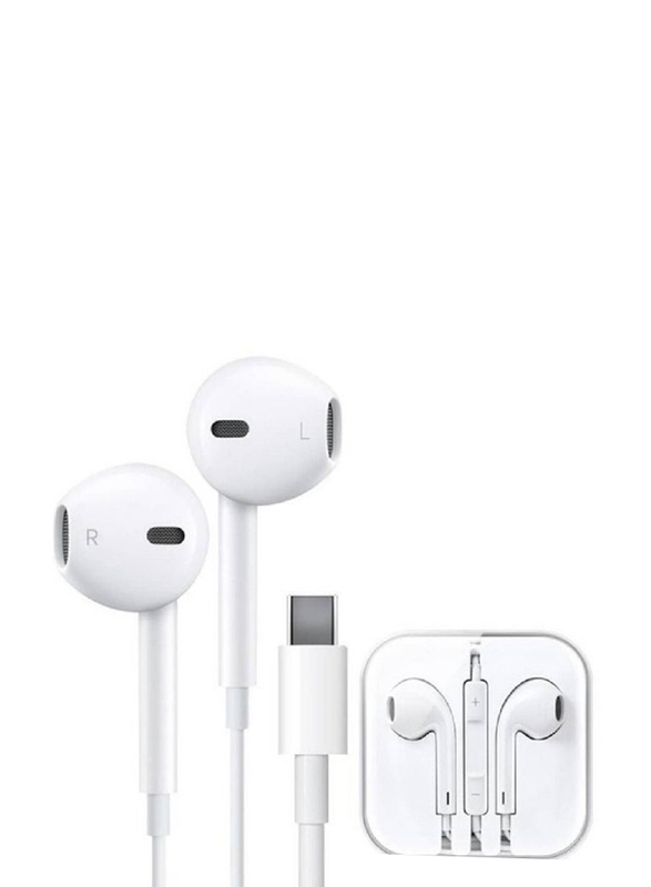 Type-C Cable In-Ear Earphones with Mic & Volume Control, White