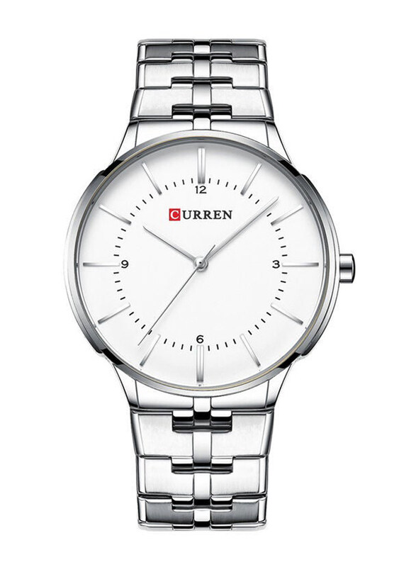 

Curren Analog Watch for Men with Alloy Band, Silver-White