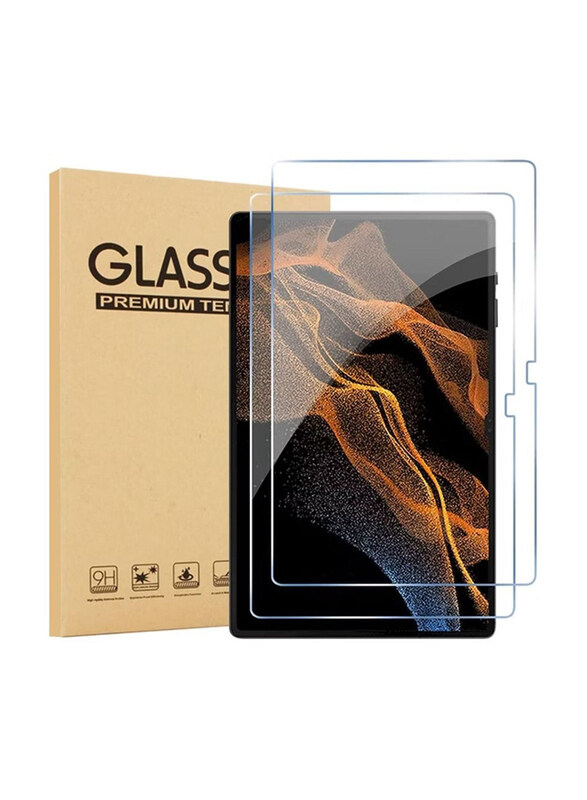 

Hyx Samsung Galaxy Tab S9 Ultra 14.6 Inch 2023 9H Scratch Resistant Bubble Free Tempered Glass Screen Protector, 2 Pieces, Clear