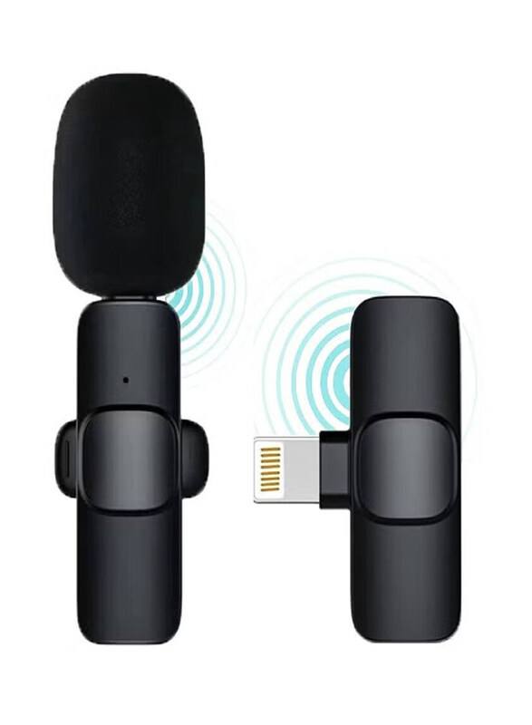 

Generic Wireless Mini Microphone And Lightning Lapel Clip On Mic, Black