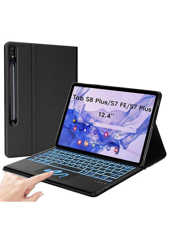 

Generic Smart Cover with Detachable Touchpad Backlit Wireless English Keyboard, Black