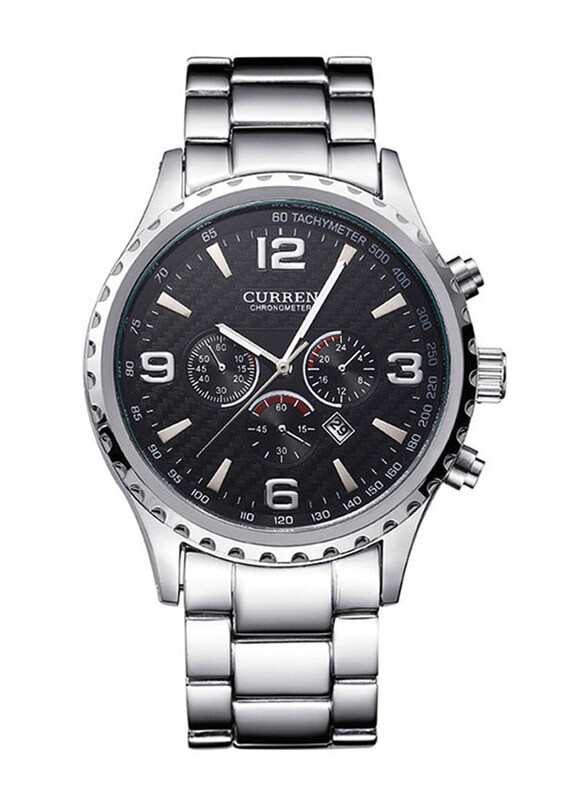 

Curren Analog Watch for Men with Metal Band, Chronograph, 8267A, Silver-Black