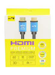 Jbq 3-Meter UHD HDMI Cable, Premium High-Speed HDMI to HDMI for Display Devices, Black/Blue