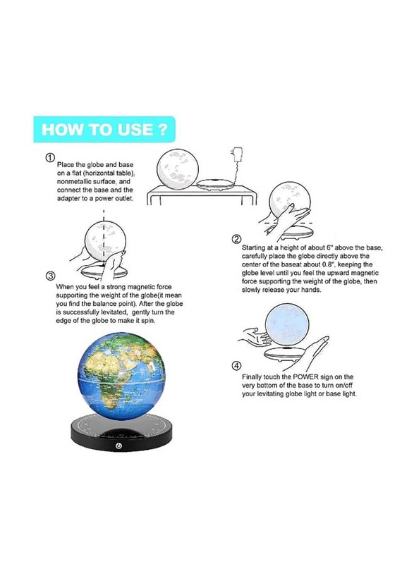 Xiuwoo Magnetic Levitating Floating Geographic Globe World Map, Multicolour