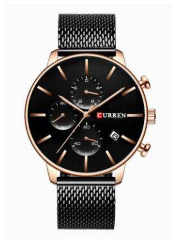 

Curren Analog Watch for Men with Stainless Steel Band, Water Resistant and Chronograph, J4060-4-KM, Black