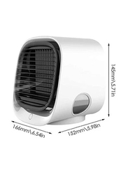 3-Speed USB Space Cooler Portable Air Conditioner Noiseless Mini Desktop Cooling Fan, White/Black