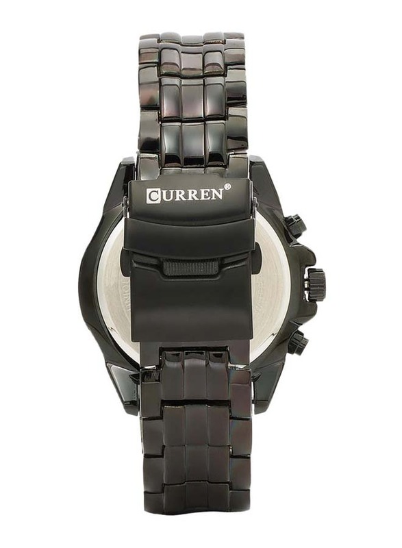 Curren Analog Watch for Men with Stainless Steel Band, Chronograph, Black