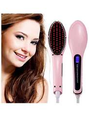 Fast Hair Straightener Electric Comb Brush With LCD Display Pink